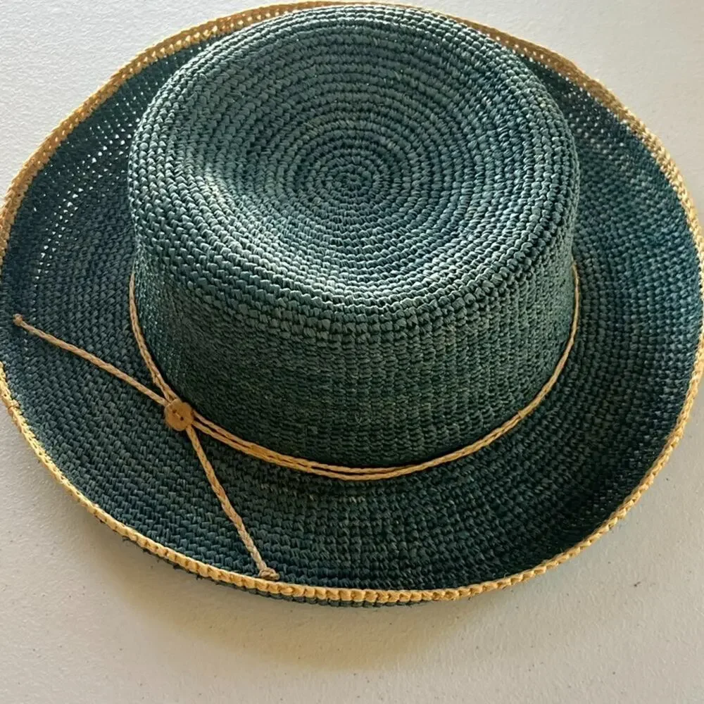 Sunwear Straw Sun Hat Fishing Outdoor Natural Fibers One Size Aqua Blue